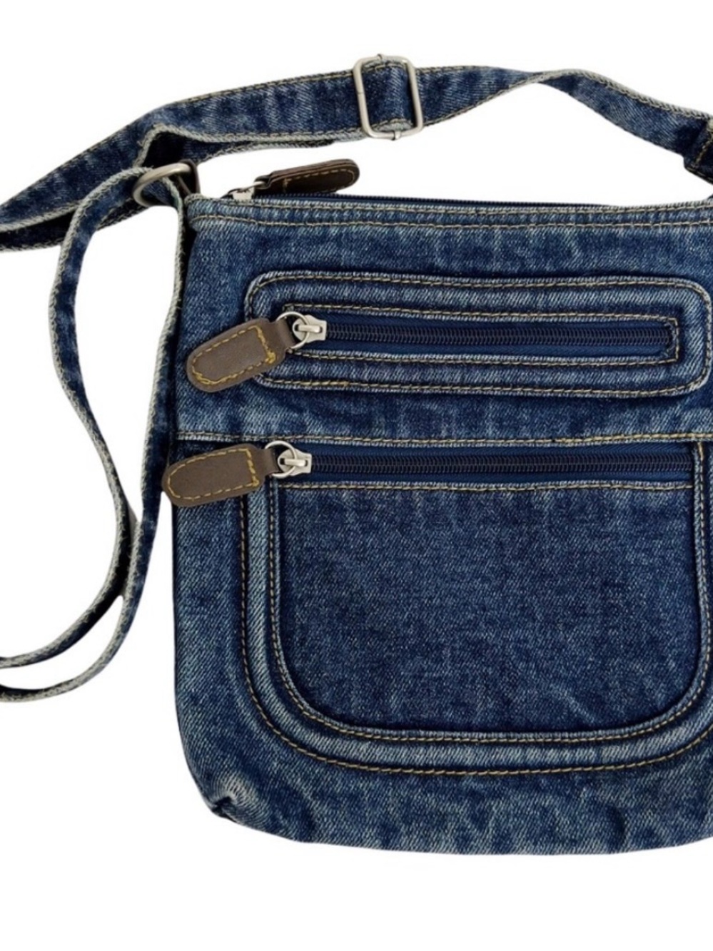 Vintage Y2k/90's Denim Jean Crossbody Purse | Blue & Brown